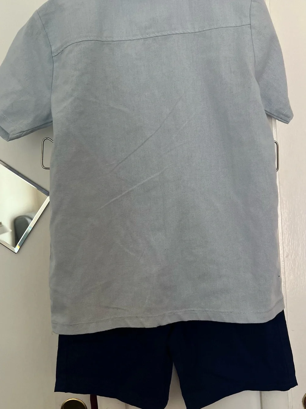 Eddie Bauer Light Blue Embroidered Shirt & short for boys size 7